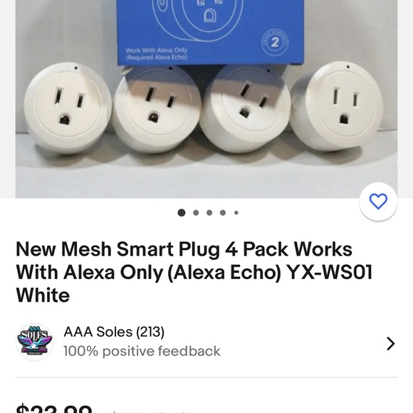 New Mesh Smart Plug 4 Pack Works With Alexa Only (Alexa Echo) YX-WS01
White - Picture 4 of 4